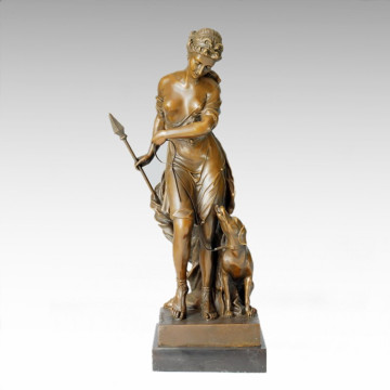 Figura clásica Estatua Dama de perro Escultura de bronce de perro TPE-169